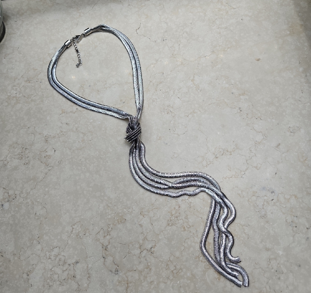 Silver Multi-Strand Statement Necklace - image 1